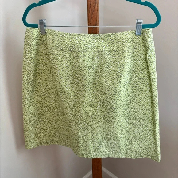 Talbots Size 16 Green Leopard Print 100% Cotton Skirt - Picture 4 of 4